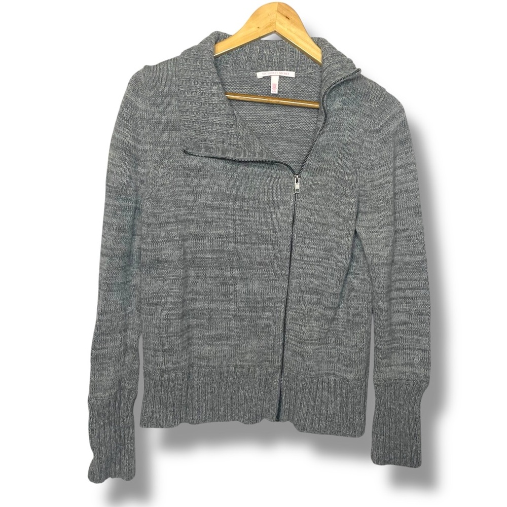 Victoria’s Secret 100% Gray Asymmetrical Zip Up Knit Cardigan Sweater Size Large